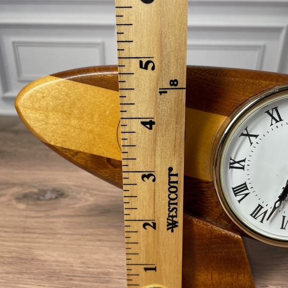 Vintage Wooden Surfboard Clock Hawaii Yin Yang Design Table Desk Decor - Picture 11 of 11